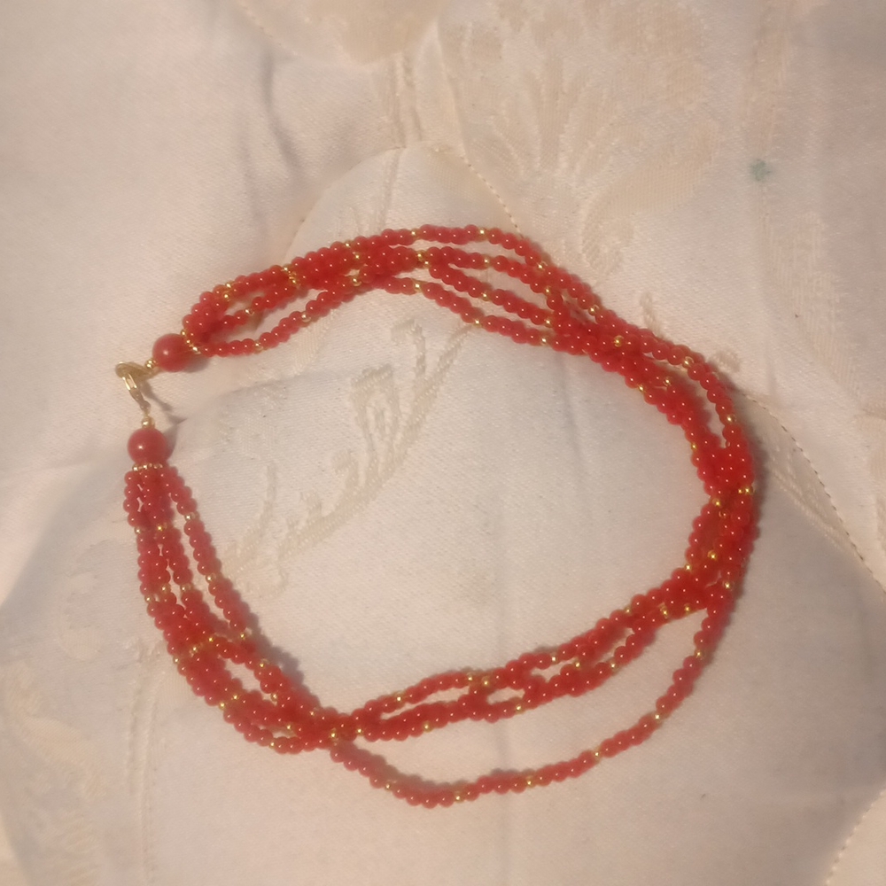 Red Bead Layeres Choker